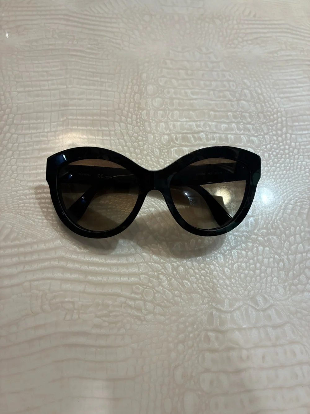 Valentino Black Cat-Eye Sunglasses with Brown Gradient Lenses made in Italy
